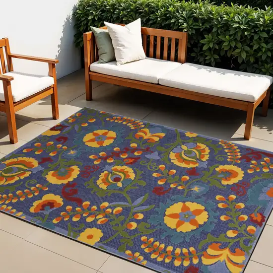 Blue Yellow and Green Indoor Outdoor Area Rug Photo 1