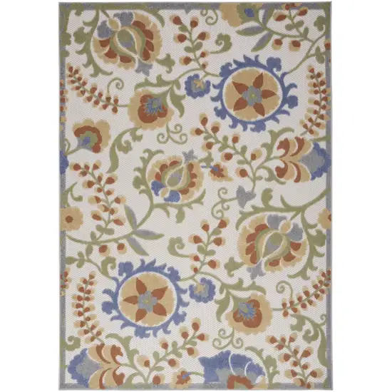 Blue And Yellow Floral Power Loom Area Rug Photo 1