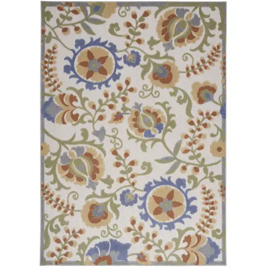 Ivory and Blue Indoor Outdoor Area Rug Photo 5