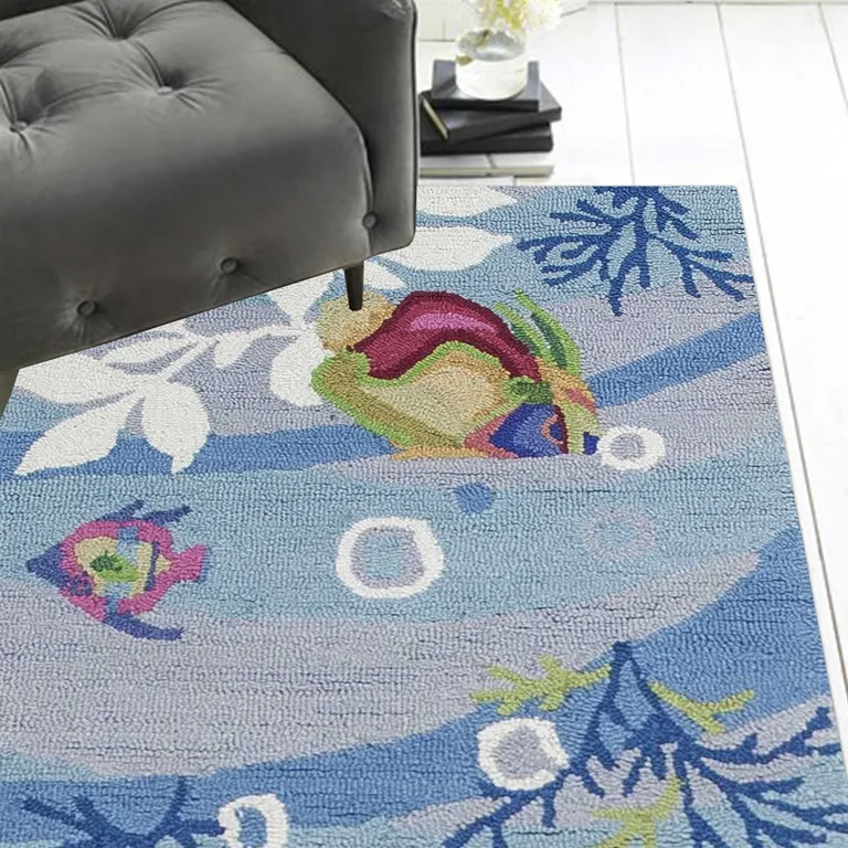 Blue Aquatic Tropical Runner Rug Photo 2