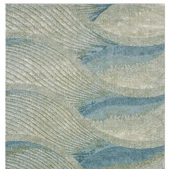 Blue Abstract Dhurrie Area Rug Photo 3