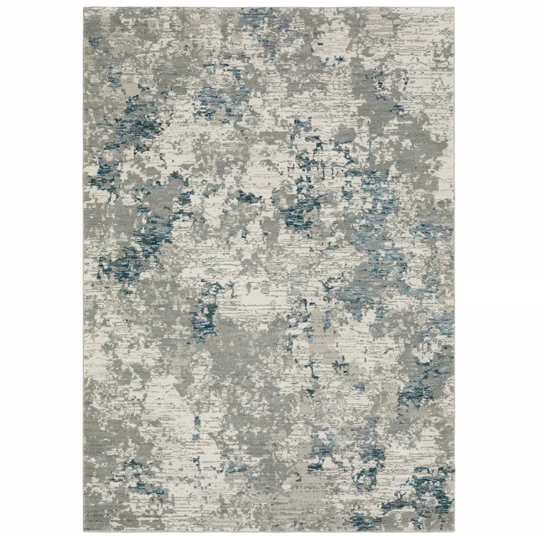 Blue Beige And Teal Abstract Power Loom Stain Resistant Area Rug Photo 1