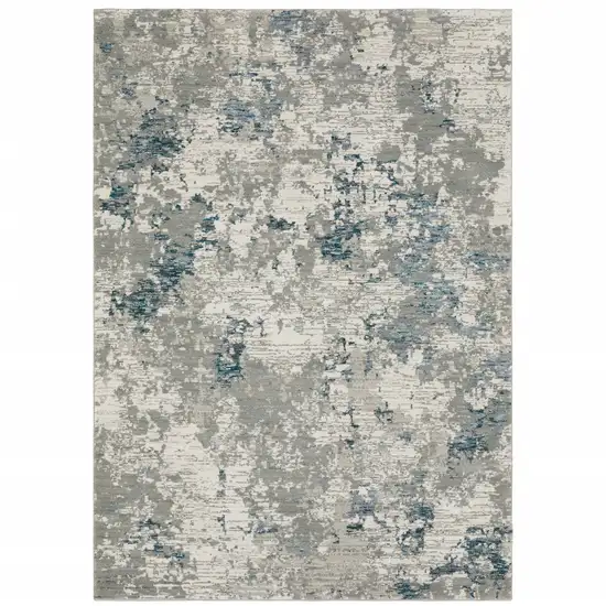 Blue Beige And Teal Abstract Power Loom Stain Resistant Area Rug Photo 1