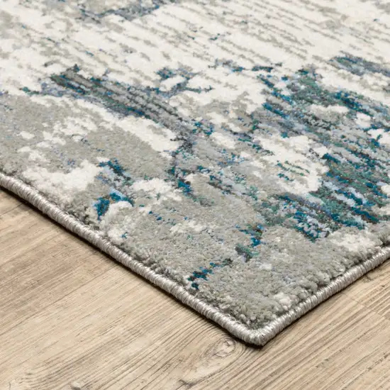 Blue Beige And Teal Abstract Power Loom Stain Resistant Area Rug Photo 4