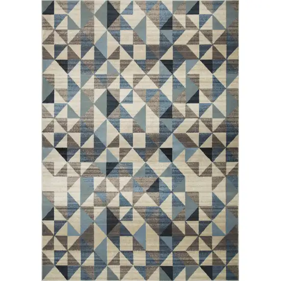 Blue Beige Nested Diamonds Modern Area Rug Photo 1