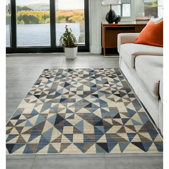 Blue Geometric Dhurrie Area Rug Photo 1