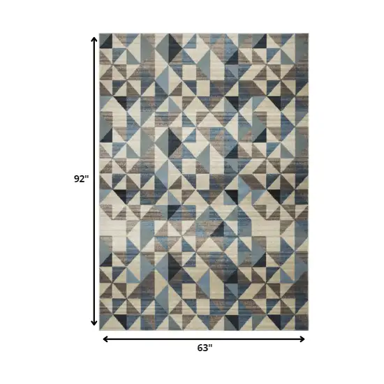 Blue Geometric Area Rug Photo 3