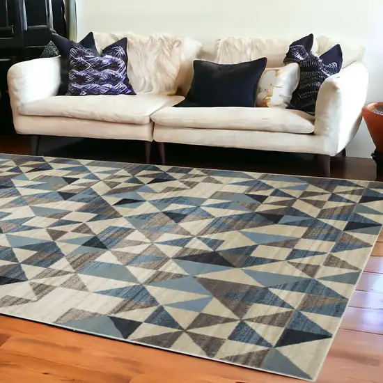 Blue Geometric Dhurrie Area Rug Photo 1