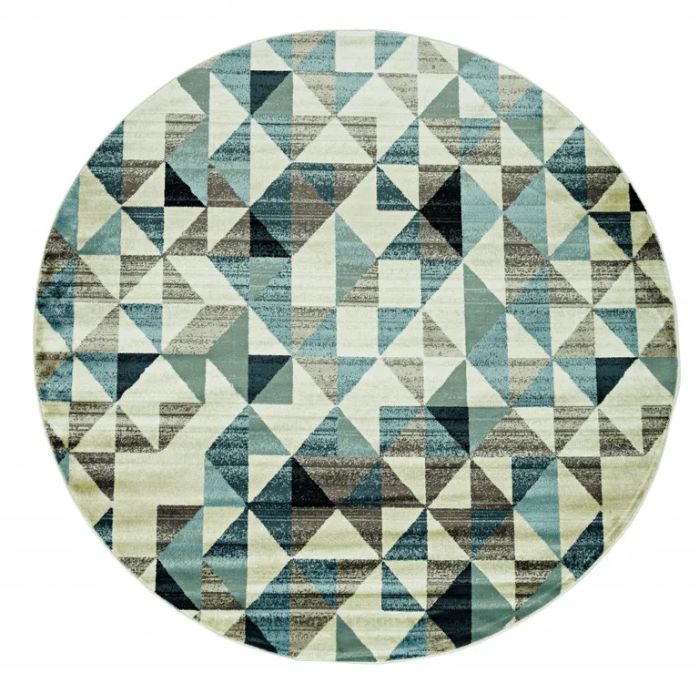 Blue Beige Nested Diamonds Modern Area Rug Photo 1