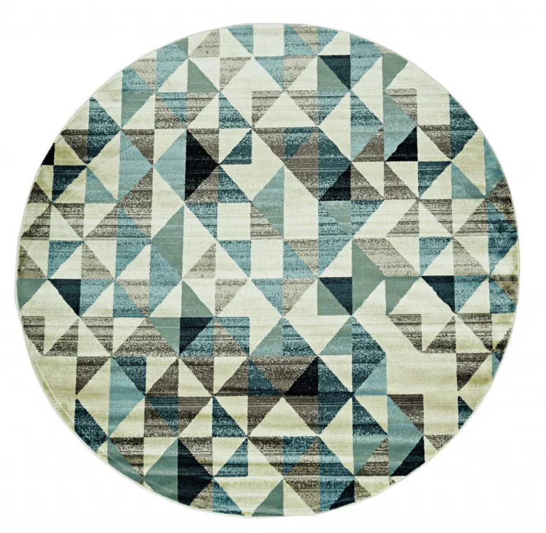 Blue Beige Nested Diamonds Modern Area Rug Photo 4