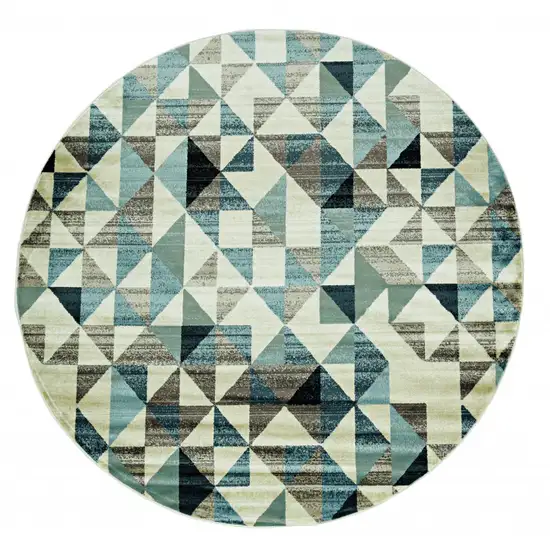 Blue Beige Nested Diamonds Modern Area Rug Photo 4