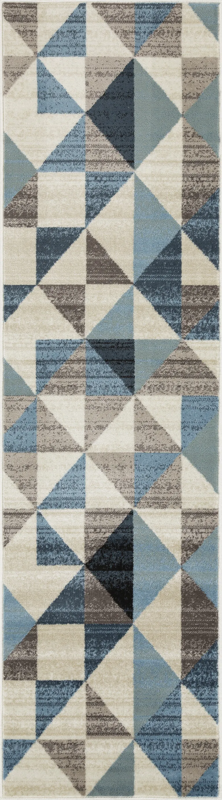 Blue Beige Nested Diamonds Modern Runner Rug Photo 1