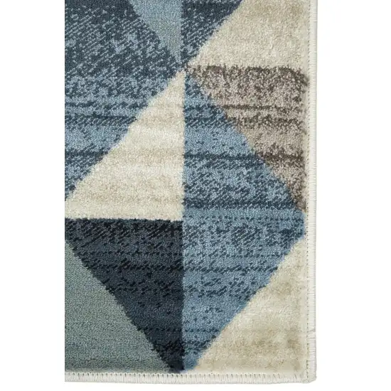 Blue Beige Nested Diamonds Modern Runner Rug Photo 2