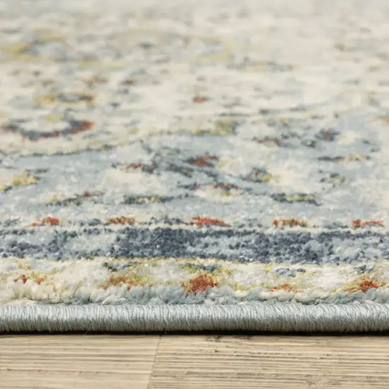 Blue Beige Rust Gold And Teal Oriental Power Loom Stain Resistant Area Rug Photo 9