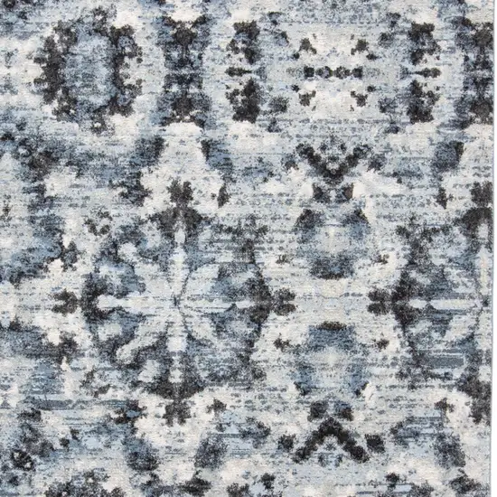 Blue Black and Ivory Ikat Power Loom Area Rug Photo 8