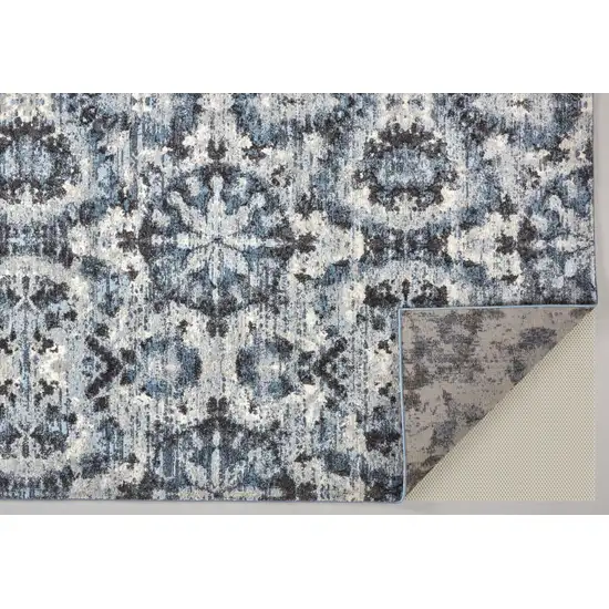 Blue Black and Ivory Ikat Power Loom Area Rug Photo 6