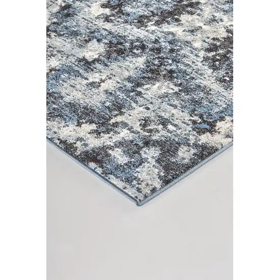 Blue Black and Ivory Ikat Power Loom Area Rug Photo 5