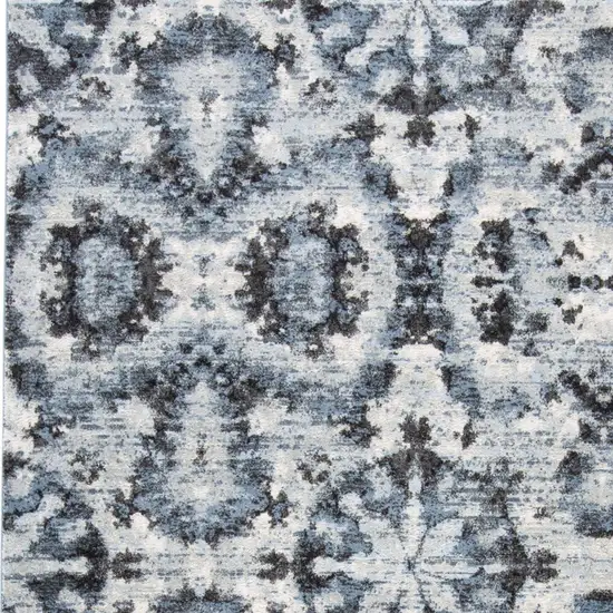 Blue Black and Ivory Ikat Power Loom Area Rug Photo 7