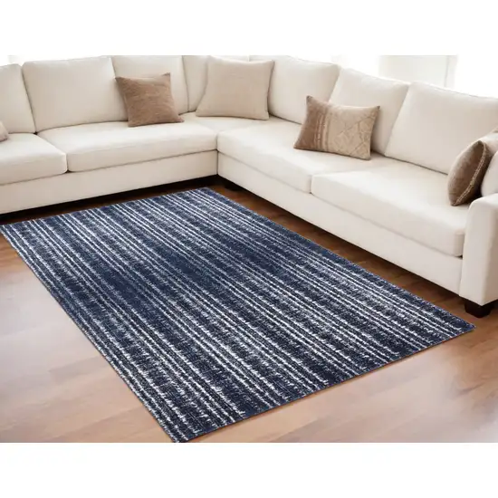 Blue Black and Ivory Power Loom Area Rug Photo 1