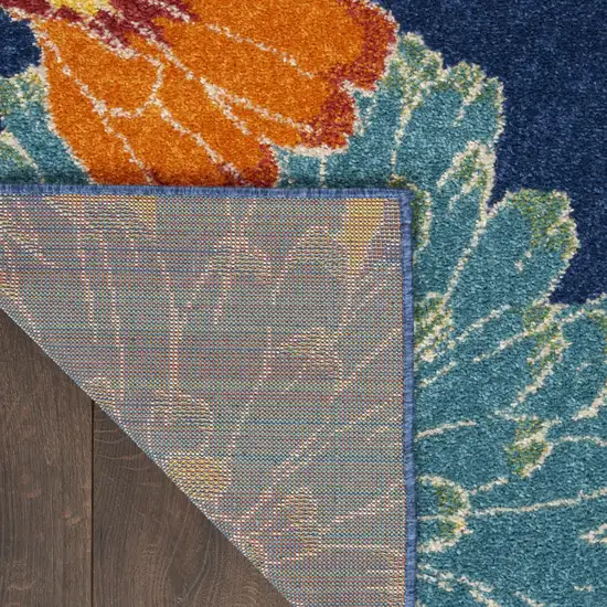 Blue Botanical Leaves Power Loom Area Rug Photo 9