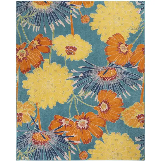 Blue Botanical Leaves Power Loom Area Rug Photo 3