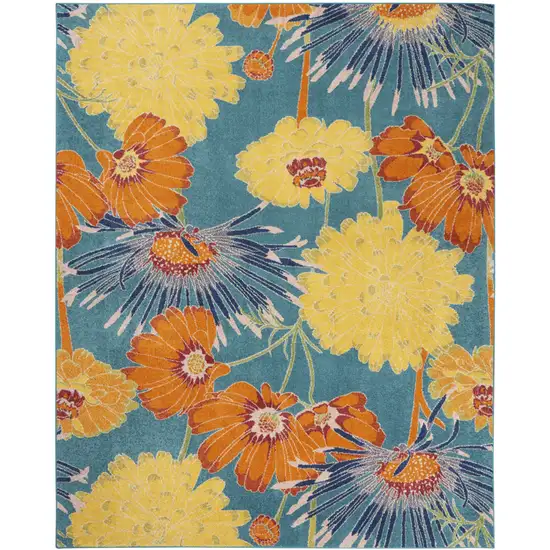 Blue Botanical Leaves Power Loom Area Rug Photo 5