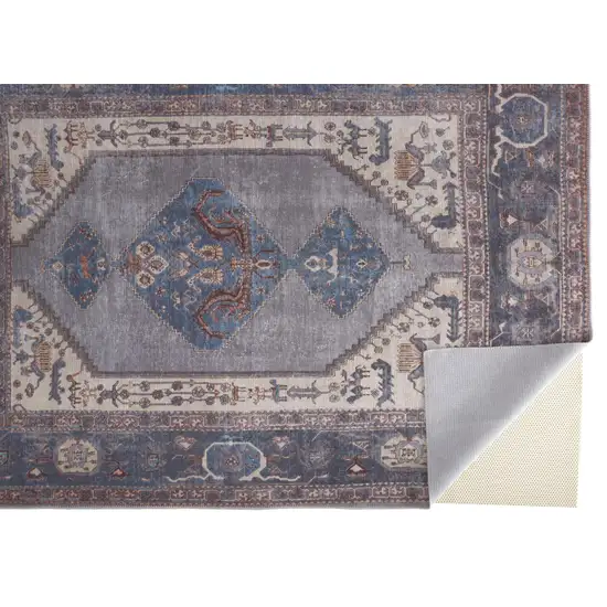 Blue Brown And Ivory Floral Area Rug Photo 1