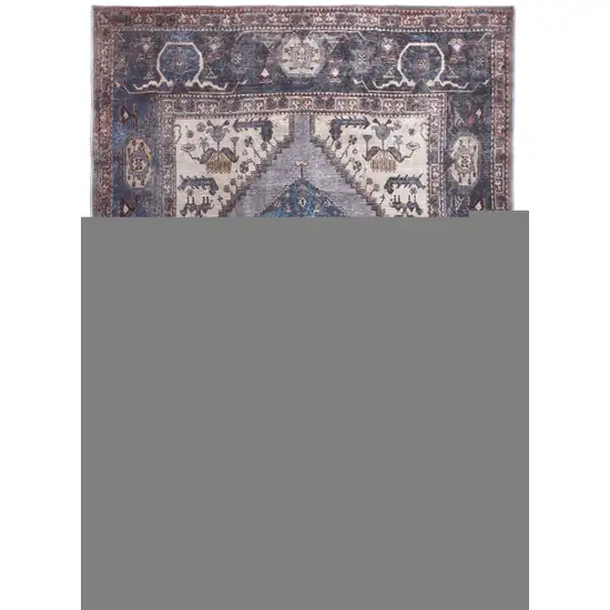 Blue Brown And Ivory Floral Area Rug Photo 4