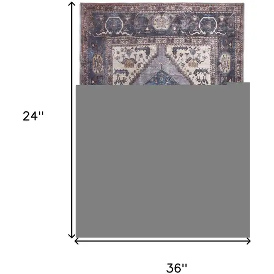 Blue Brown And Ivory Floral Area Rug Photo 3