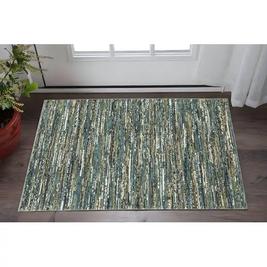 Blue Brown And Ivory Striped Area Rug Photo 1