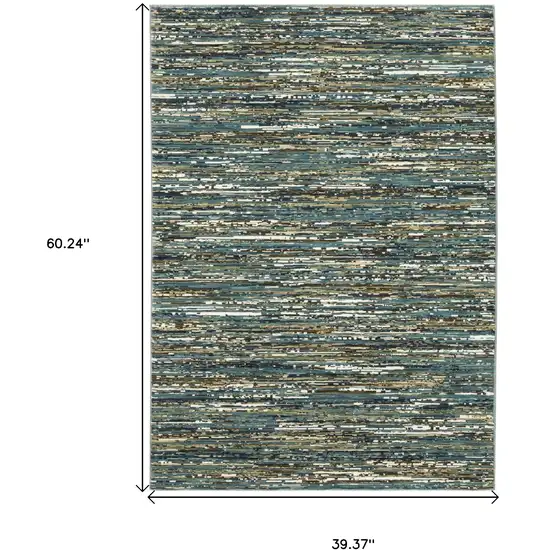 Blue Brown And Ivory Striped Area Rug Photo 3