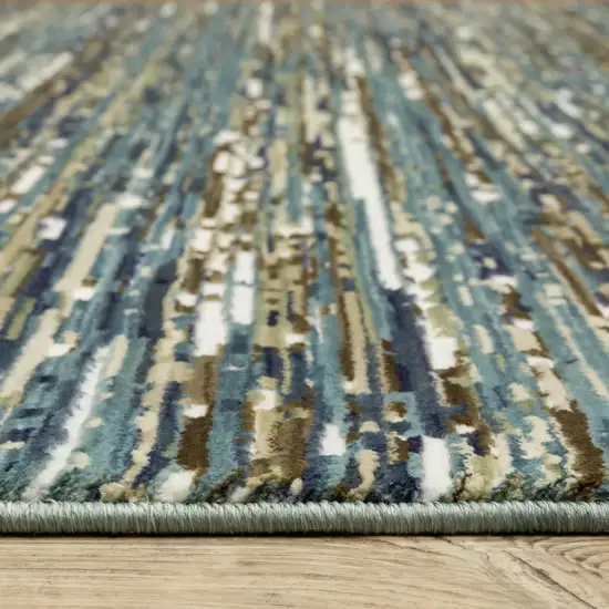 Blue Brown And Ivory Striped Area Rug Photo 6