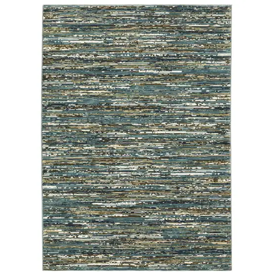 Blue Brown And Ivory Striped Area Rug Photo 4