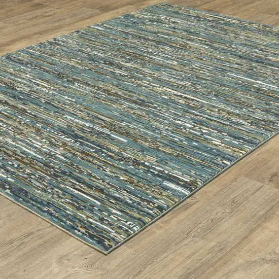 Blue Brown And Ivory Striped Area Rug Photo 5