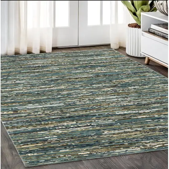 Blue Brown And Ivory Striped Area Rug Photo 1