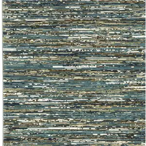 Photo of Blue Brown And Ivory Striped Area Rug