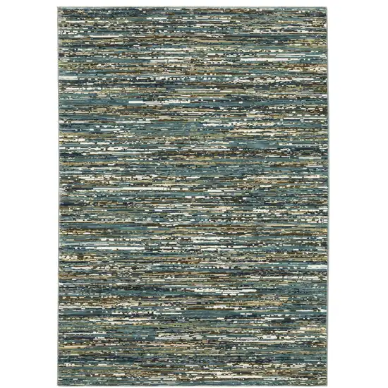 Blue Brown And Ivory Striped Area Rug Photo 2