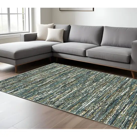 Blue Brown And Ivory Striped Area Rug Photo 1