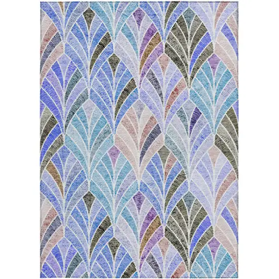 Blue Brown And Purple Geometric Washable Indoor Outdoor Area Rug Photo 7