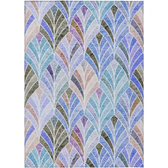 Blue Brown And Purple Geometric Washable Indoor Outdoor Area Rug Photo 2