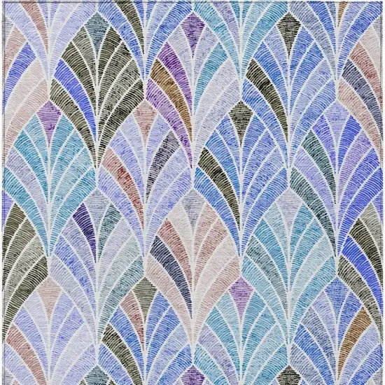 Blue Brown And Purple Geometric Washable Indoor Outdoor Area Rug Photo 8