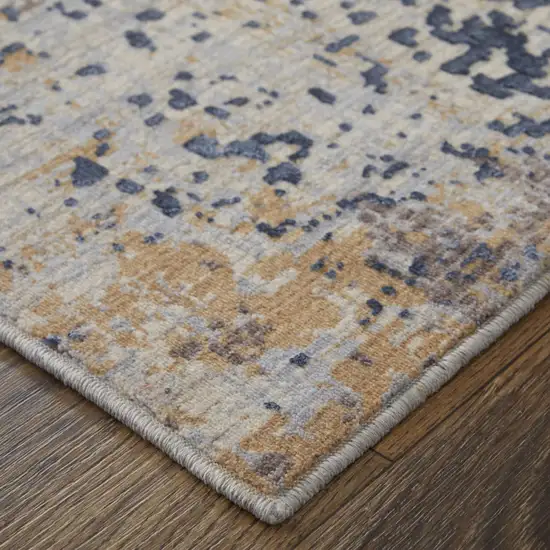 Blue Brown and Gray Abstract Power Loom Area Rug Photo 8