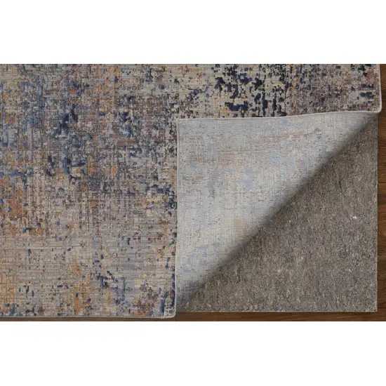 Blue Brown and Gray Abstract Power Loom Area Rug Photo 7