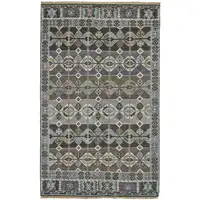 Photo of Blue Brown and Gray Wool Southwestern Hand Knotted Area Rug