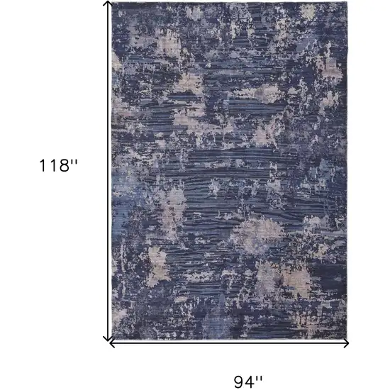 Blue Brown and Tan Abstract Power Loom Worn Faded Washable Area Rug Photo 3