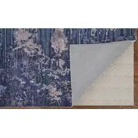 Photo of Blue Brown and Tan Abstract Power Loom Worn Faded Washable Area Rug