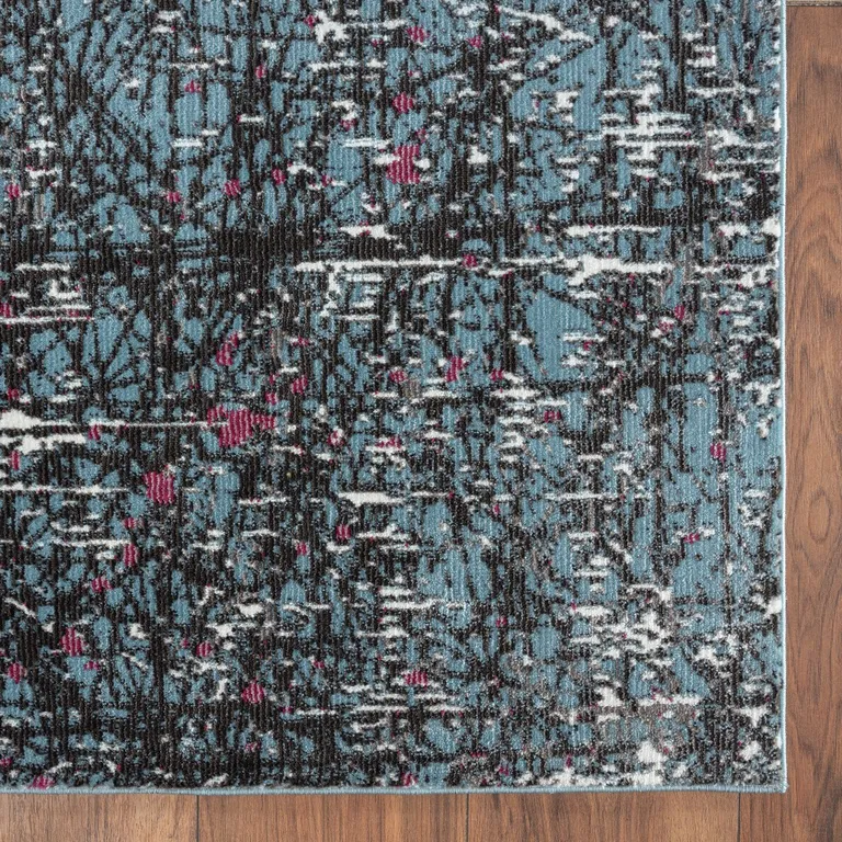 Blue Chaotic Strokes Area Rug Photo 4