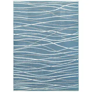 Photo of Blue Contemporary Waves Area Rug