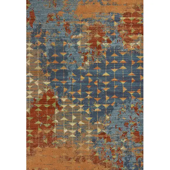 Blue Coral Machine Woven Abstract Triangular Strings Indoor Area Rug Photo 1