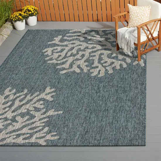 Blue Coral Reef Indoor Outdoor Area Rug Photo 9